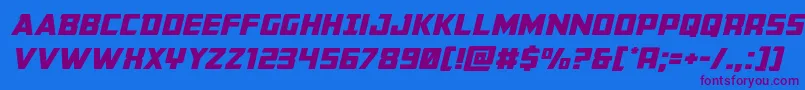 Buchananexpandital Font – Purple Fonts on Blue Background