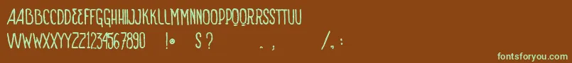 フォントVtksSignOfTimesBold – 緑色の文字が茶色の背景にあります。