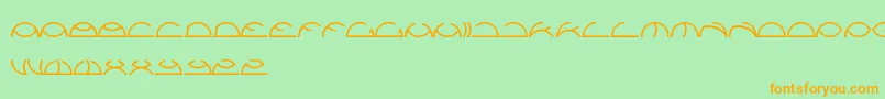 Saintfighteraqua-Schriftart – Orangefarbene Schriften auf grünem Hintergrund