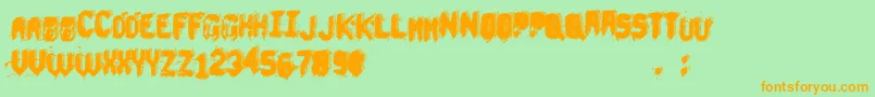 UnderTheBed Font – Orange Fonts on Green Background