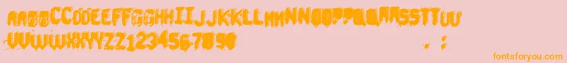 Fonte UnderTheBed – fontes laranjas em um fundo rosa
