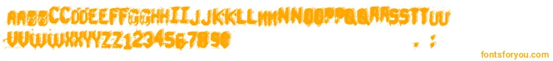 UnderTheBed-Schriftart – Orangefarbene Schriften auf weißem Hintergrund