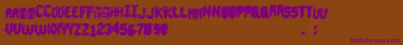 フォントUnderTheBed – 紫色のフォント、茶色の背景