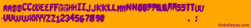 フォントUnderTheBed – オレンジの背景に紫のフォント