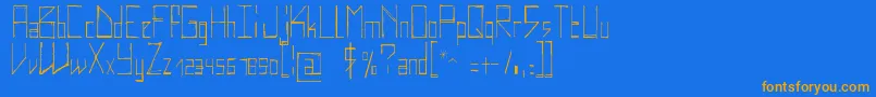 Elektro-Schriftart – Orangefarbene Schriften auf blauem Hintergrund