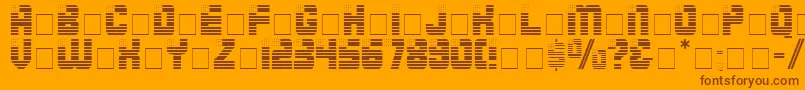 FourthDisplayCapsSsi-fontti – ruskeat fontit oranssilla taustalla