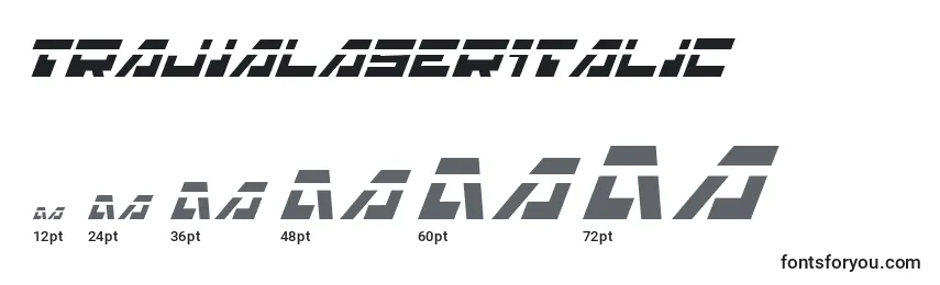 Размеры шрифта TrajiaLaserItalic