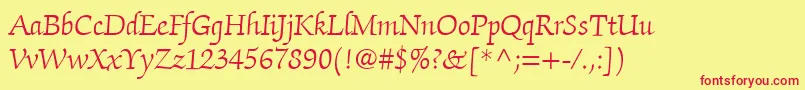 ItcZapfChanceryLtLight Font – Red Fonts on Yellow Background