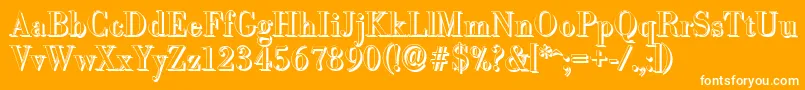 BodonishadowRegular-Schriftart – Weiße Schriften auf orangefarbenem Hintergrund