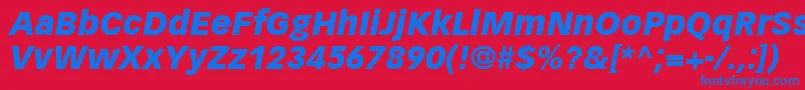 VectoraLt96BlackItalic Font – Blue Fonts on Red Background