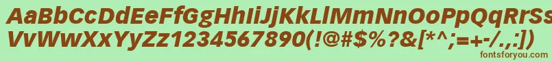 VectoraLt96BlackItalic-fontti – ruskeat fontit vihreällä taustalla