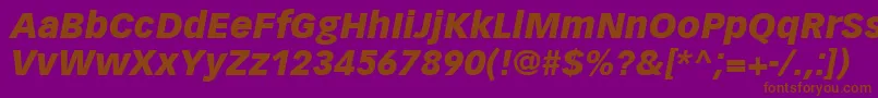 VectoraLt96BlackItalic-fontti – ruskeat fontit violetilla taustalla