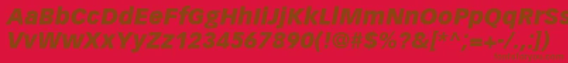 Fonte VectoraLt96BlackItalic – fontes marrons em um fundo vermelho