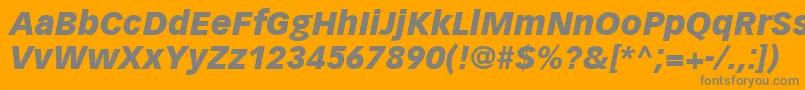 Fonte VectoraLt96BlackItalic – fontes cinzas em um fundo laranja