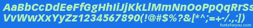 VectoraLt96BlackItalic Font – Green Fonts on Blue Background