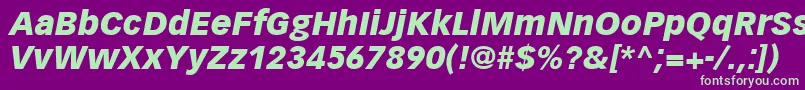 VectoraLt96BlackItalic-fontti – vihreät fontit violetilla taustalla