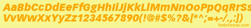 Fonte VectoraLt96BlackItalic – fontes laranjas em um fundo amarelo