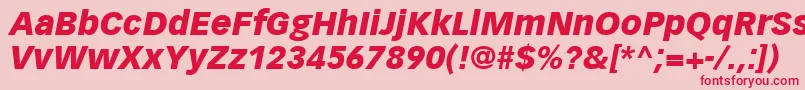 VectoraLt96BlackItalic-fontti – punaiset fontit vaaleanpunaisella taustalla