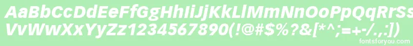 Fonte VectoraLt96BlackItalic – fontes brancas em um fundo verde