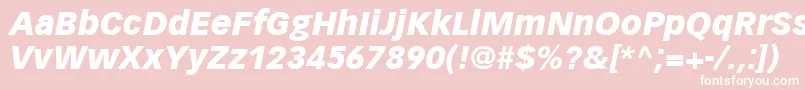 Fonte VectoraLt96BlackItalic – fontes brancas em um fundo rosa