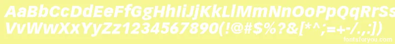 Fonte VectoraLt96BlackItalic – fontes brancas em um fundo amarelo