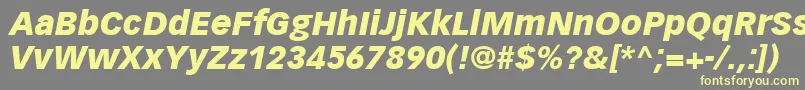 Czcionka VectoraLt96BlackItalic – żółte czcionki na szarym tle