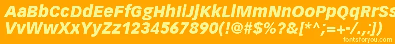 VectoraLt96BlackItalic Font – Yellow Fonts on Orange Background