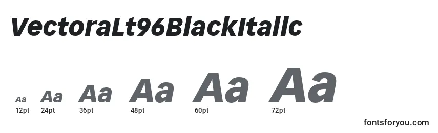 Größen der Schriftart VectoraLt96BlackItalic