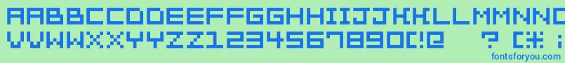 Pixelation Font – Blue Fonts on Green Background