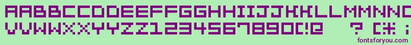 Pixelation Font – Purple Fonts on Green Background