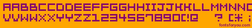 Pixelation Font – Purple Fonts on Orange Background