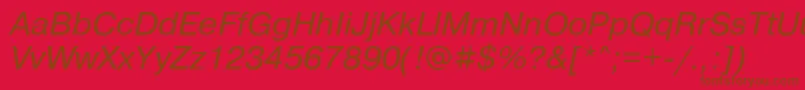 PragmaticacItalic-fontti – ruskeat fontit punaisella taustalla