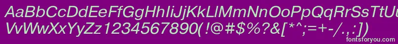 フォントPragmaticacItalic – 紫の背景に緑のフォント