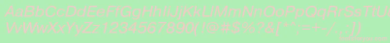 PragmaticacItalic-fontti – vaaleanpunaiset fontit vihreällä taustalla