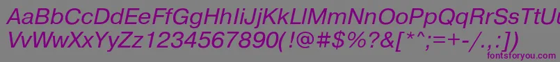 フォントPragmaticacItalic – 紫色のフォント、灰色の背景