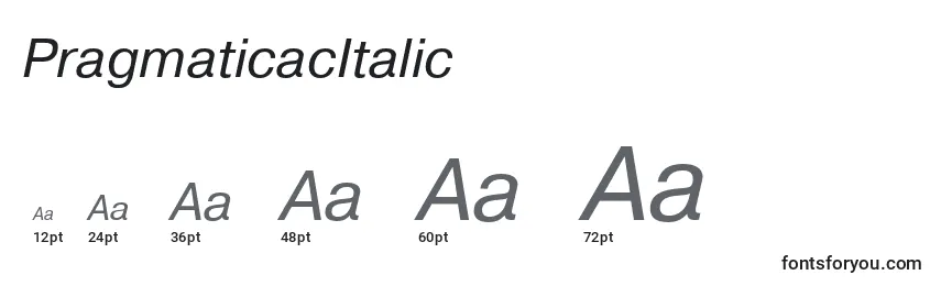 Размеры шрифта PragmaticacItalic