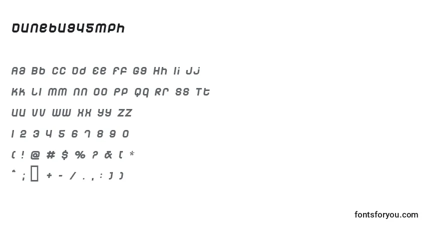 A fonte Dunebug45mph – alfabeto, números, caracteres especiais