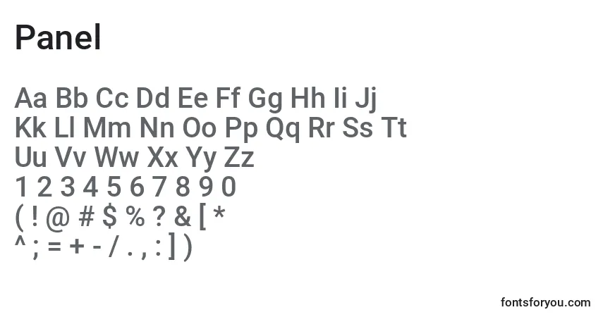 Schriftart Panel – Alphabet, Zahlen, spezielle Symbole