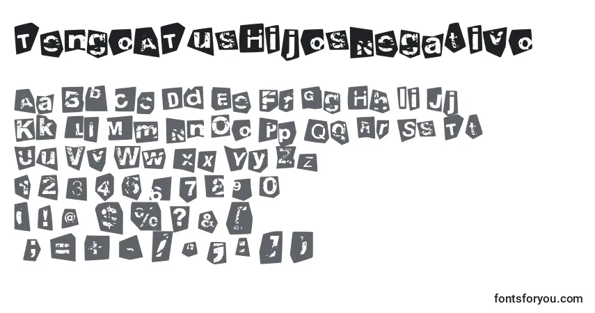 Czcionka TengoATusHijosNegativo – alfabet, cyfry, specjalne znaki