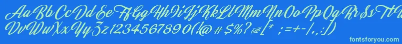 JasmineAndGreentea-Schriftart – Grüne Schriften auf blauem Hintergrund