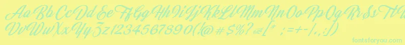 JasmineAndGreentea-Schriftart – Grüne Schriften auf gelbem Hintergrund