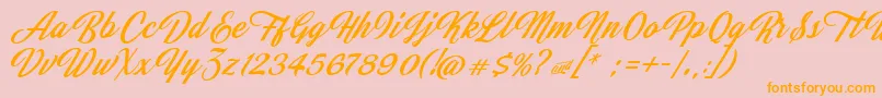 JasmineAndGreentea-Schriftart – Orangefarbene Schriften auf rosa Hintergrund