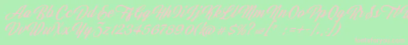 JasmineAndGreentea-Schriftart – Rosa Schriften auf grünem Hintergrund