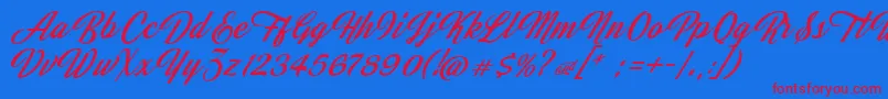 JasmineAndGreentea Font – Red Fonts on Blue Background