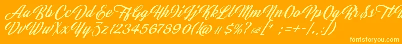 JasmineAndGreentea-Schriftart – Gelbe Schriften auf orangefarbenem Hintergrund