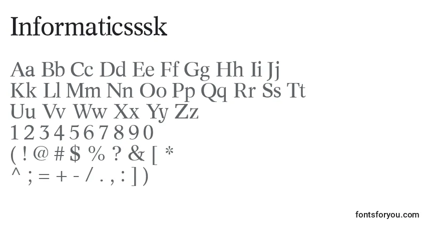 Czcionka Informaticsssk – alfabet, cyfry, specjalne znaki