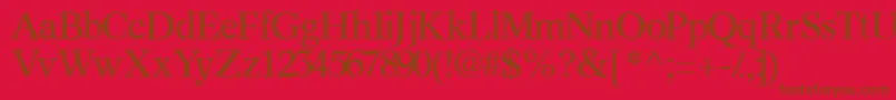 Informaticsssk-Schriftart – Braune Schriften auf rotem Hintergrund