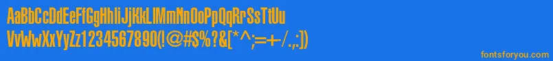 フォントKekurc – オレンジ色の文字が青い背景にあります。