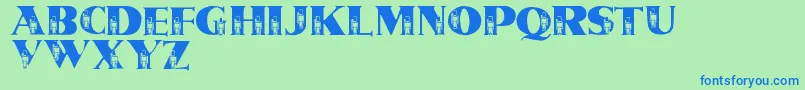 Шрифт LmsTinSoldiers – синие шрифты на зелёном фоне