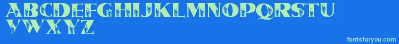 LmsTinSoldiers Font – Green Fonts on Blue Background